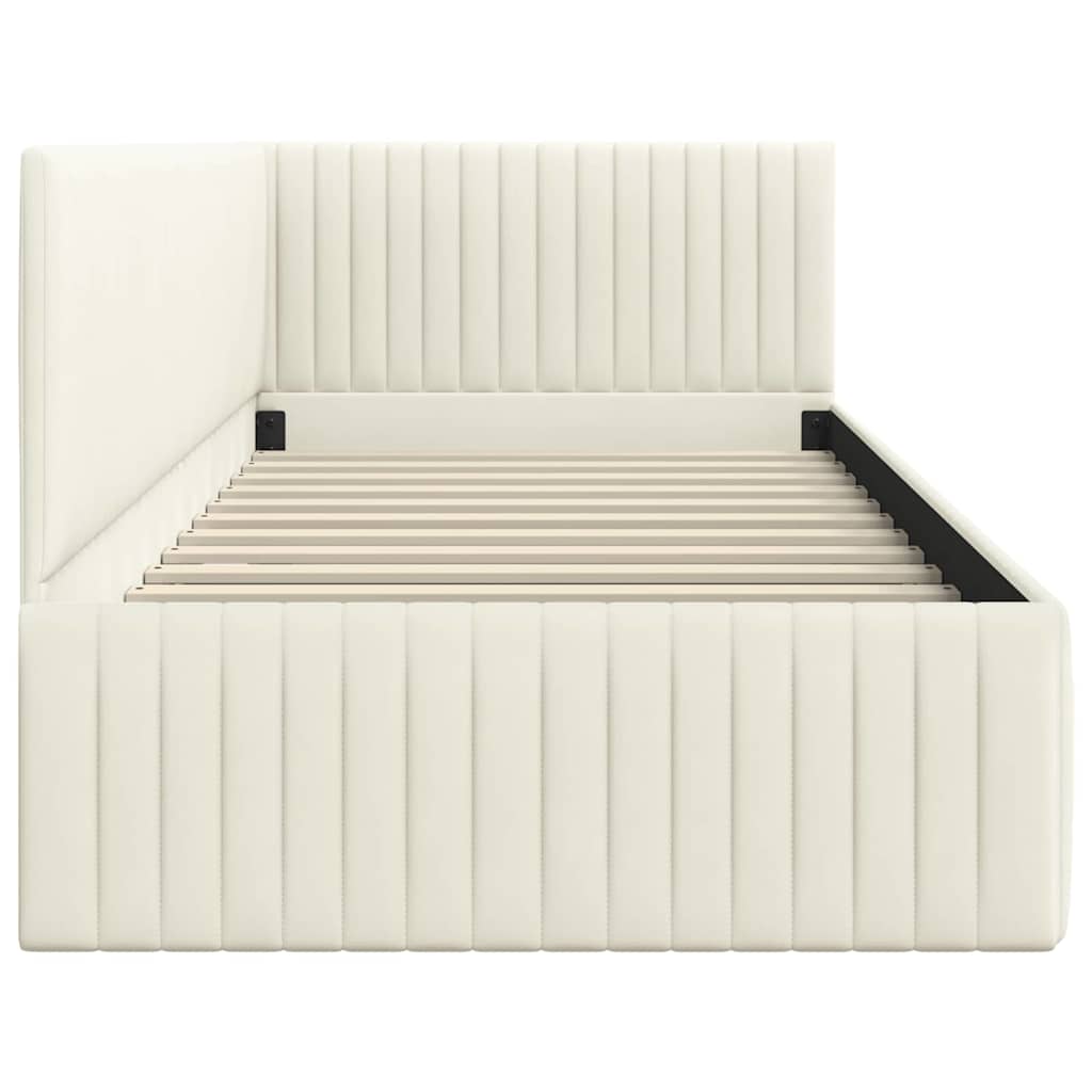 Sarokágy keret fejtámlával Krém 90 x 200 cm Bársony