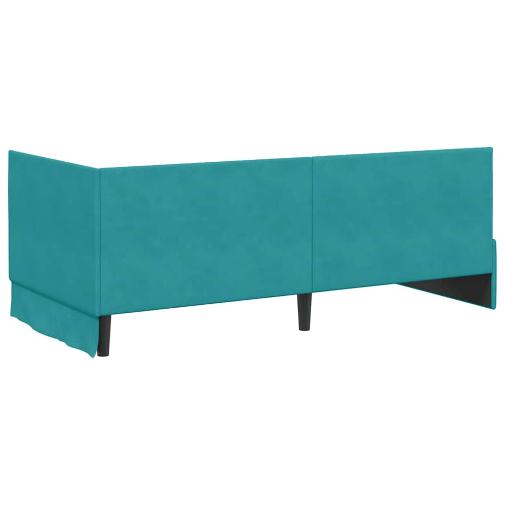 Sarokágy keret fejtámlával Türkiz 90 x 200 cm Bársony