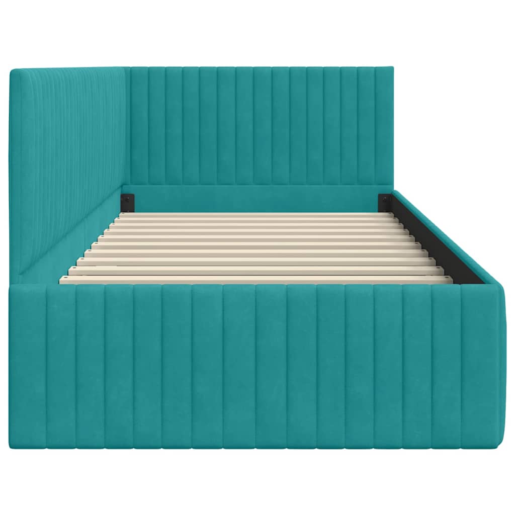 Sarokágy keret fejtámlával Türkiz 90 x 200 cm Bársony