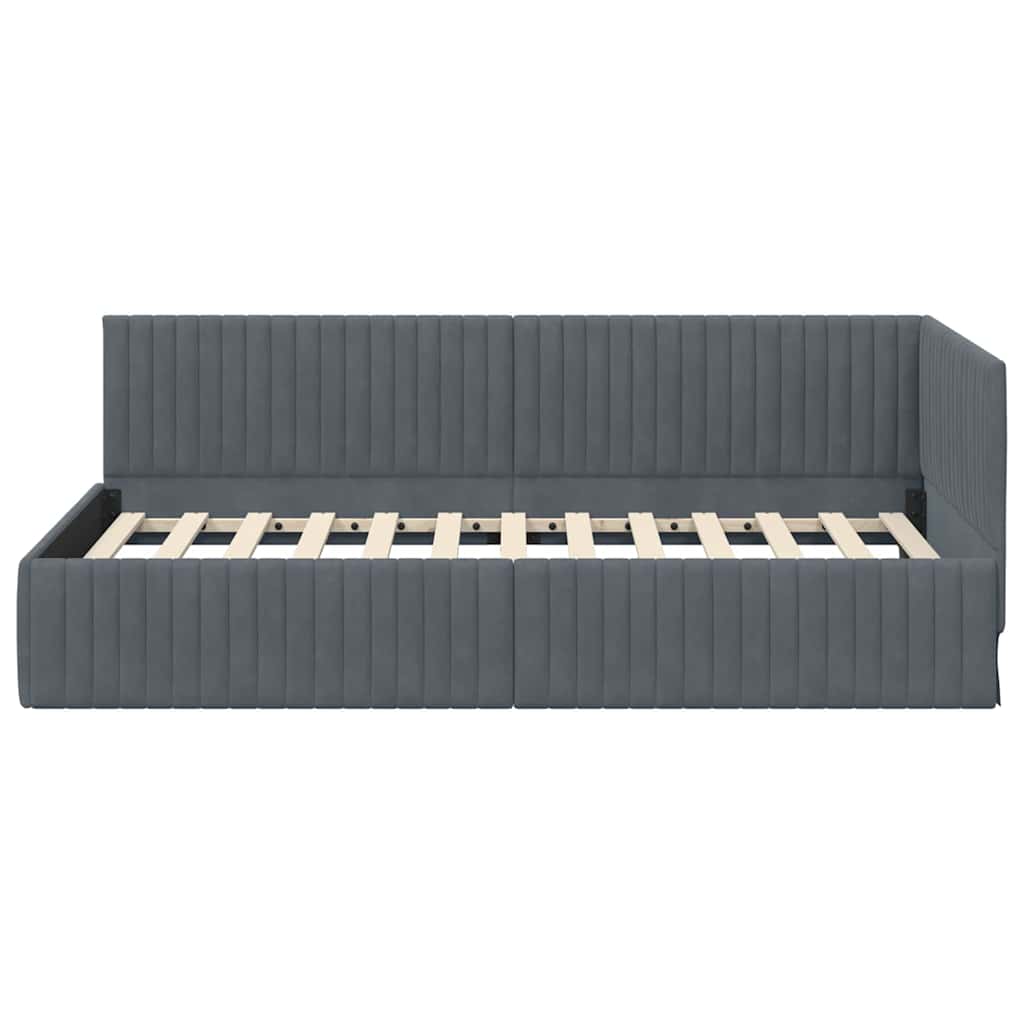 Sarokágy keret fejtámlával Sötétszürke 100 x 200 cm Bársony
