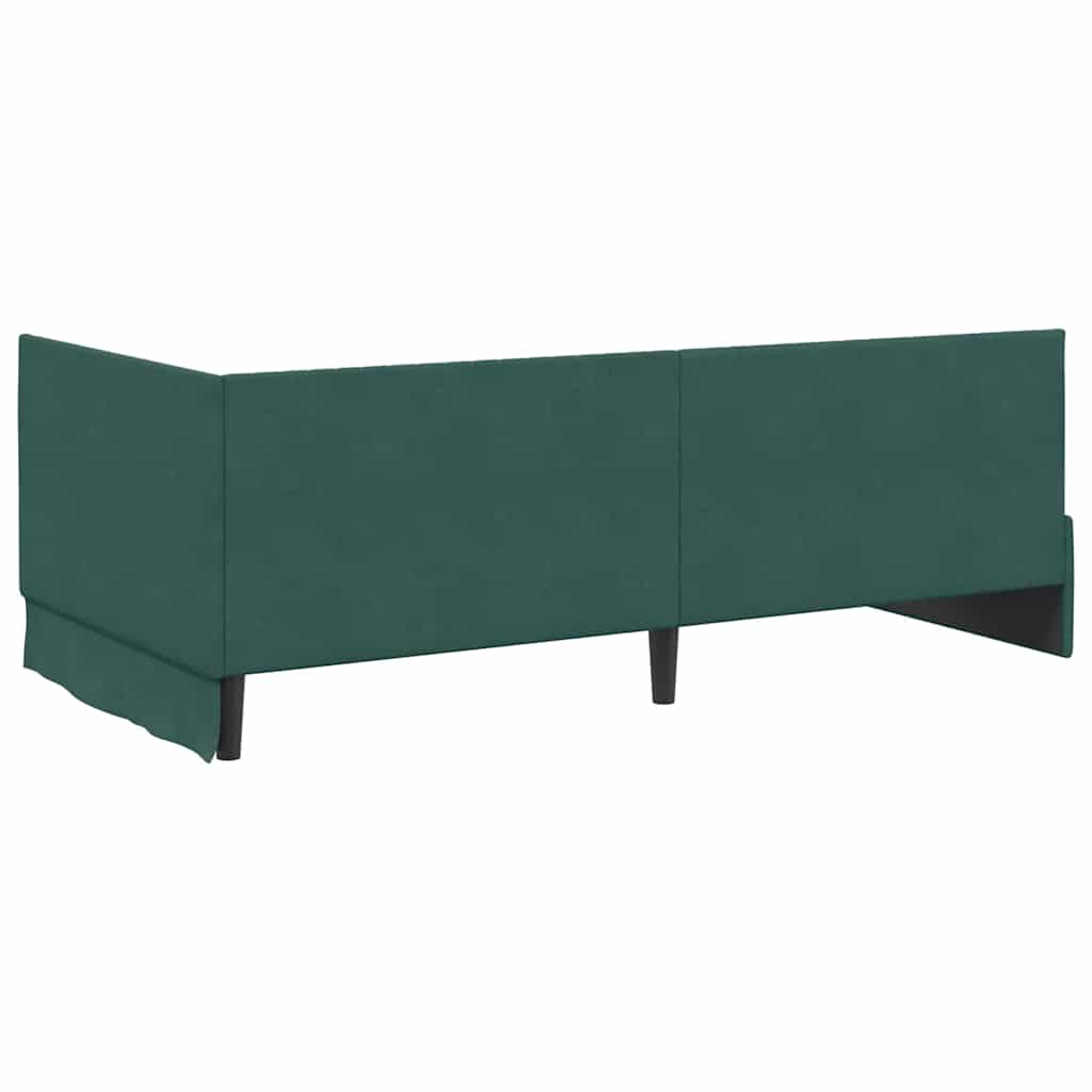 Sarokágy keret fejtámlával Sötétzöld 100 x 200 cm Bársony