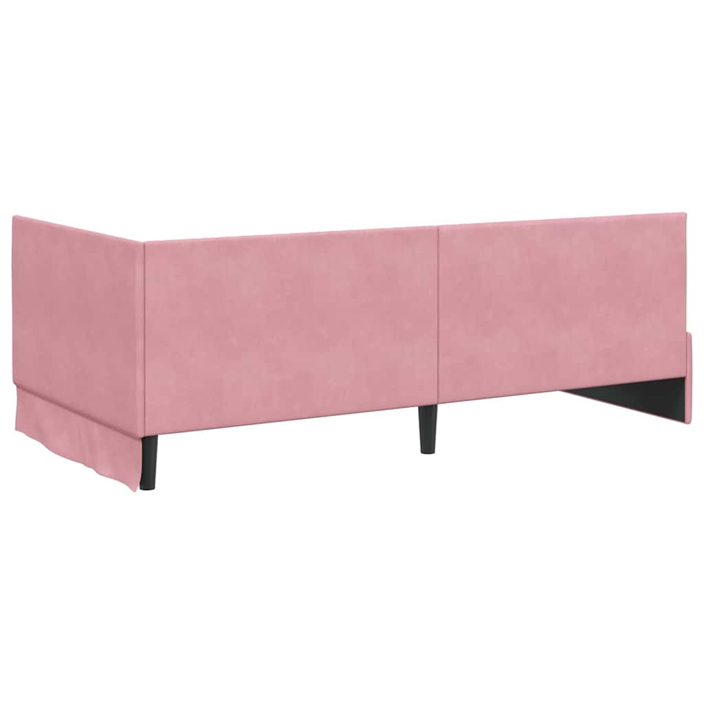 Sarokágy keret fejtámlával Rózsaszín 100 x 200 cm Bársony