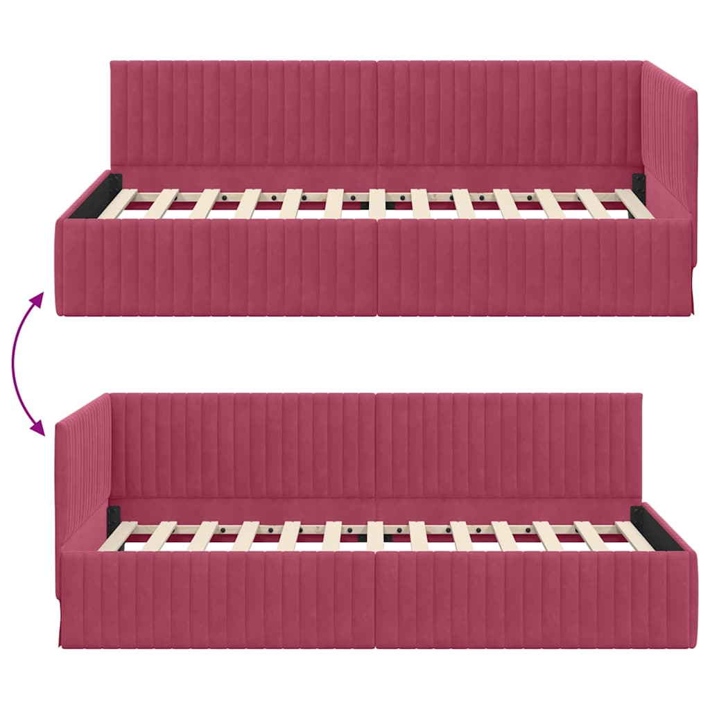 Sarokágy keret fejtámlával bordó 100 x 200 cm Bársony
