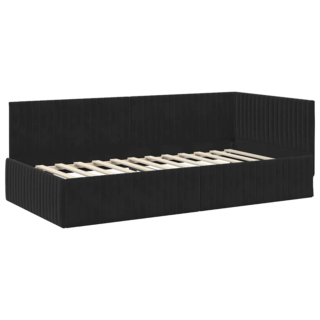 Sarokágy keret fejtámlával Fekete 100 x 200 cm Bársony