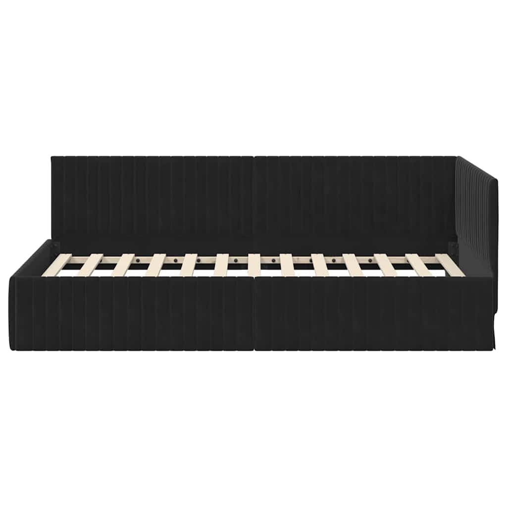 Sarokágy keret fejtámlával Fekete 100 x 200 cm Bársony
