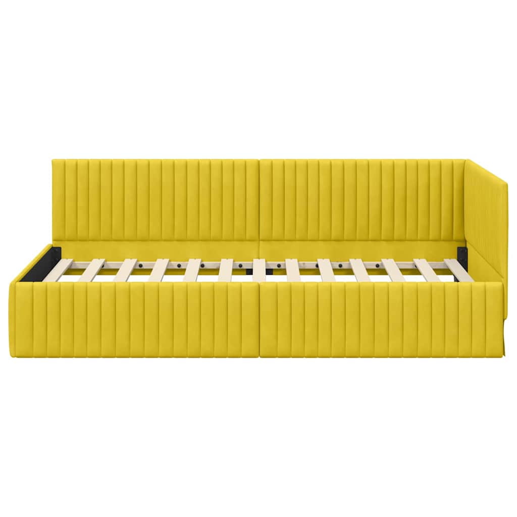 Sarokágy keret fejtámlával Sárga 100 x 200 cm Bársony