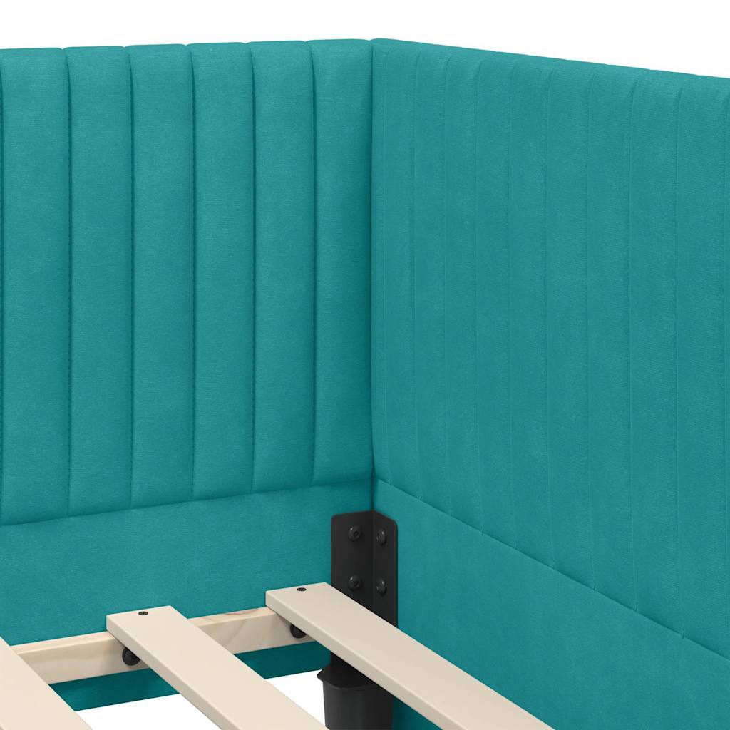 Sarokágy keret fejtámlával Türkiz 100 x 200 cm Bársony