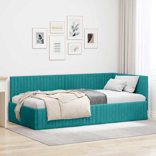 Sarokágy keret fejtámlával Türkiz 100 x 200 cm Bársony