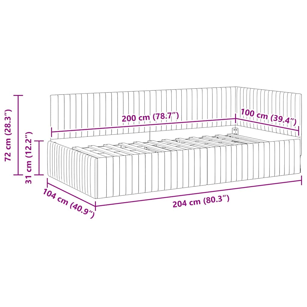 Sarokágy keret fejtámlával Türkiz 100 x 200 cm Bársony