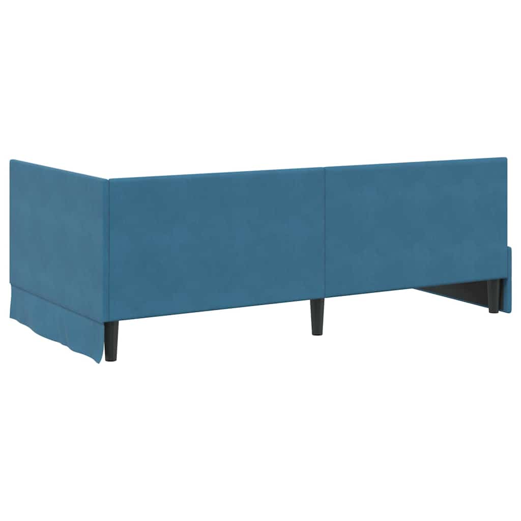 Sarokágy keret fejtámlával Kék 90 x 190 cm Bársony