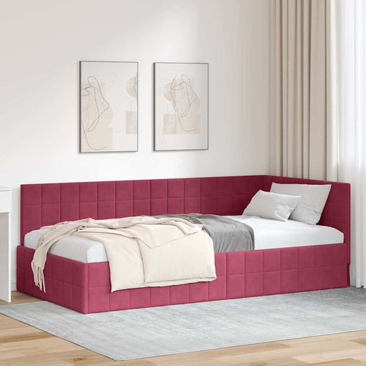 Sarokágy keret fejtámlával bordó 90 x 190 cm Bársony
