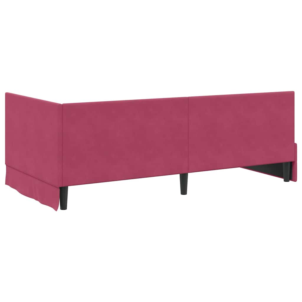 Sarokágy keret fejtámlával bordó 90 x 190 cm Bársony