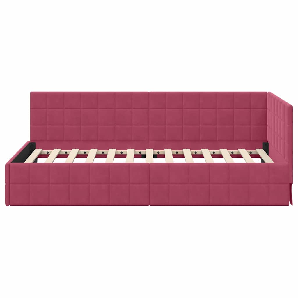 Sarokágy keret fejtámlával bordó 90 x 190 cm Bársony