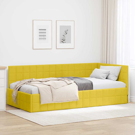 Sarokágy keret fejtámlával Sárga 90 x 200 cm Bársony