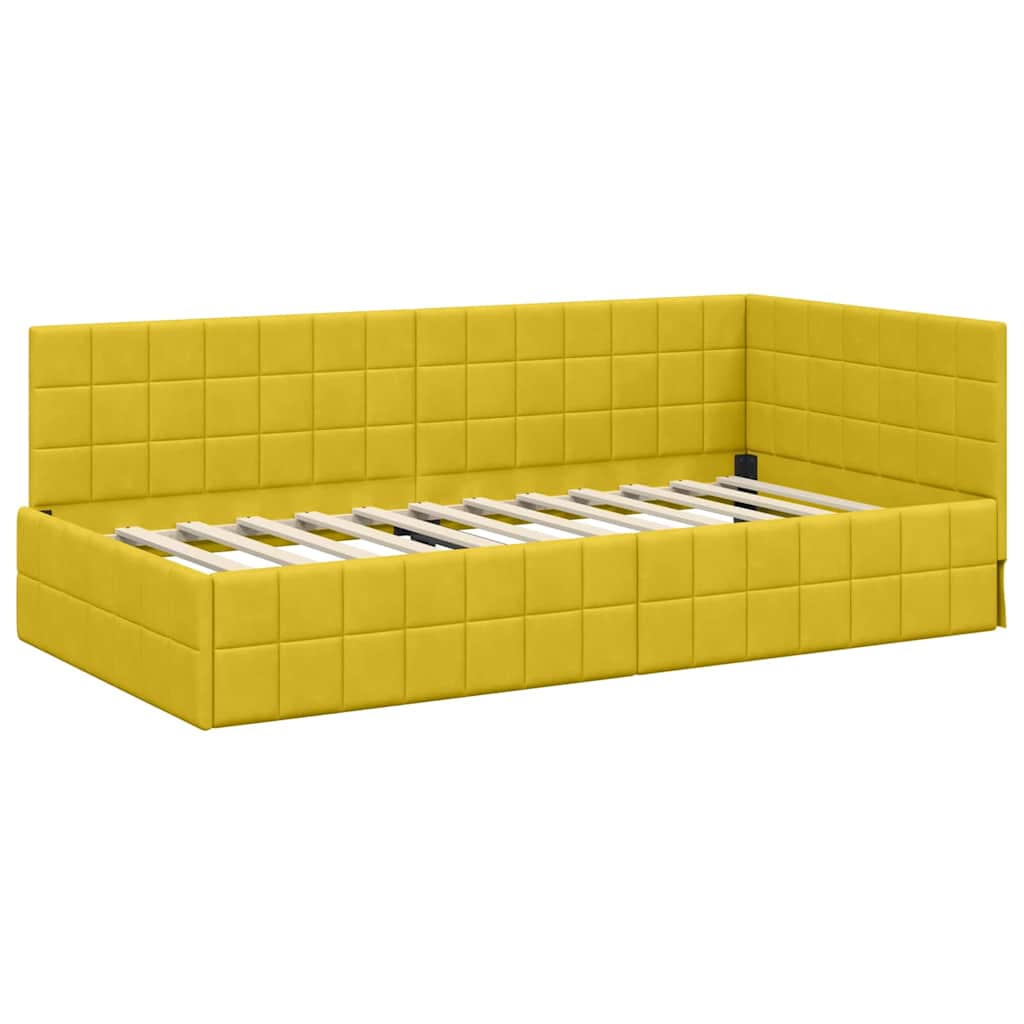 Sarokágy keret fejtámlával Sárga 90 x 200 cm Bársony