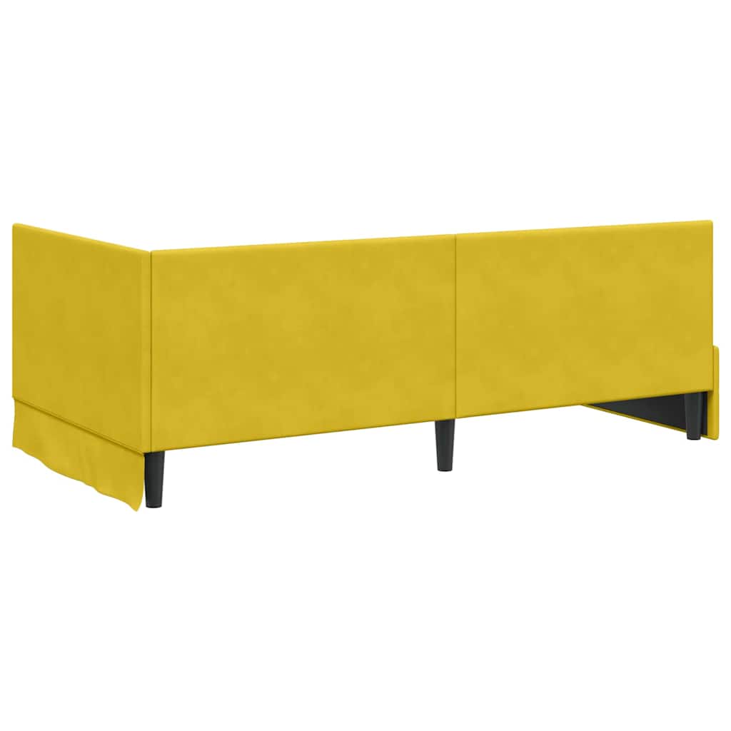 Sarokágy keret fejtámlával Sárga 90 x 200 cm Bársony