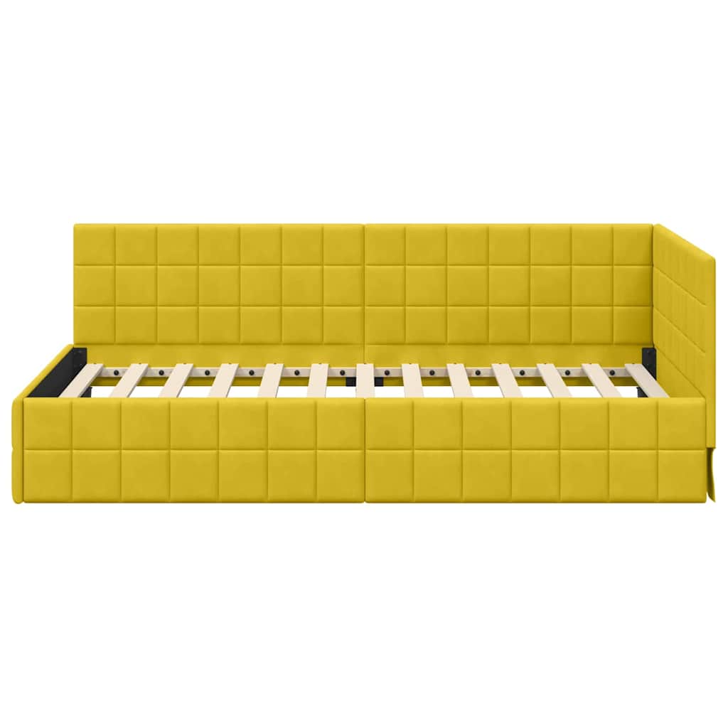 Sarokágy keret fejtámlával Sárga 90 x 200 cm Bársony