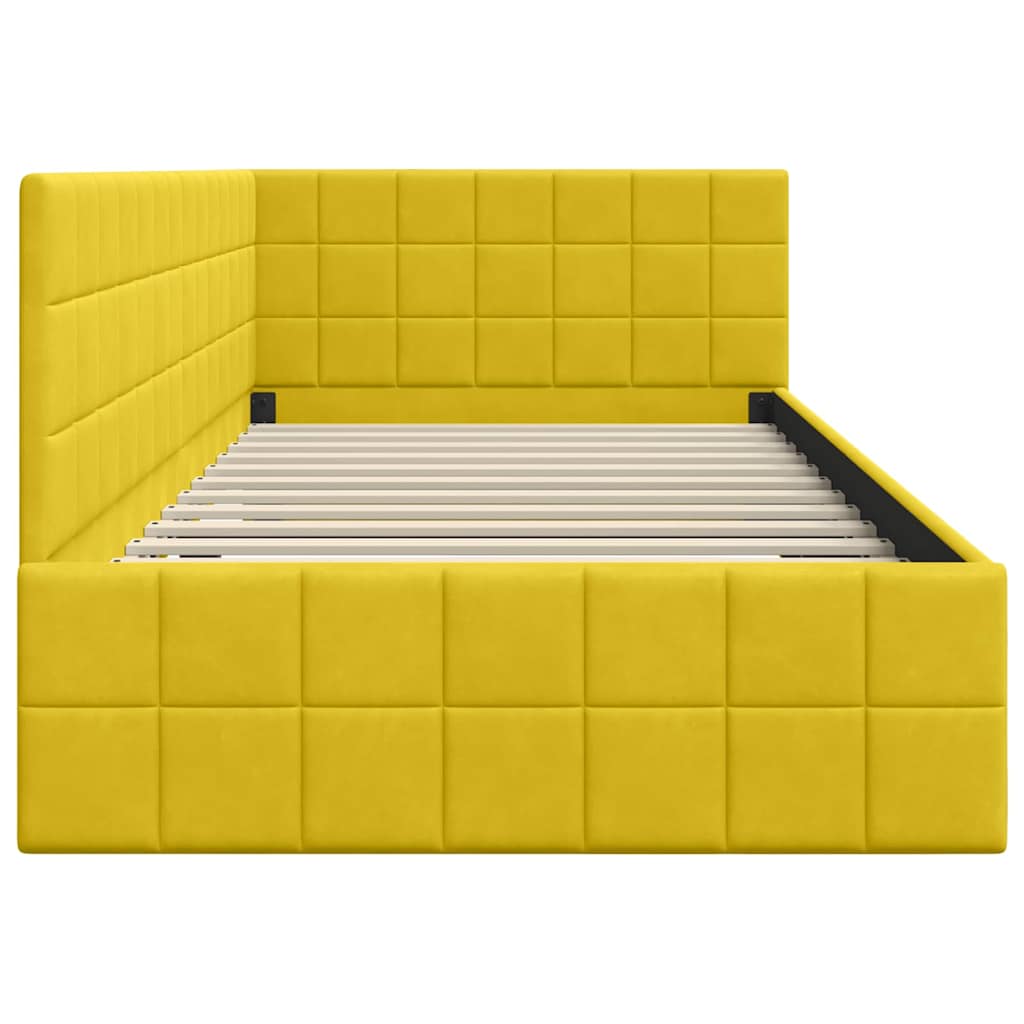 Sarokágy keret fejtámlával Sárga 90 x 200 cm Bársony