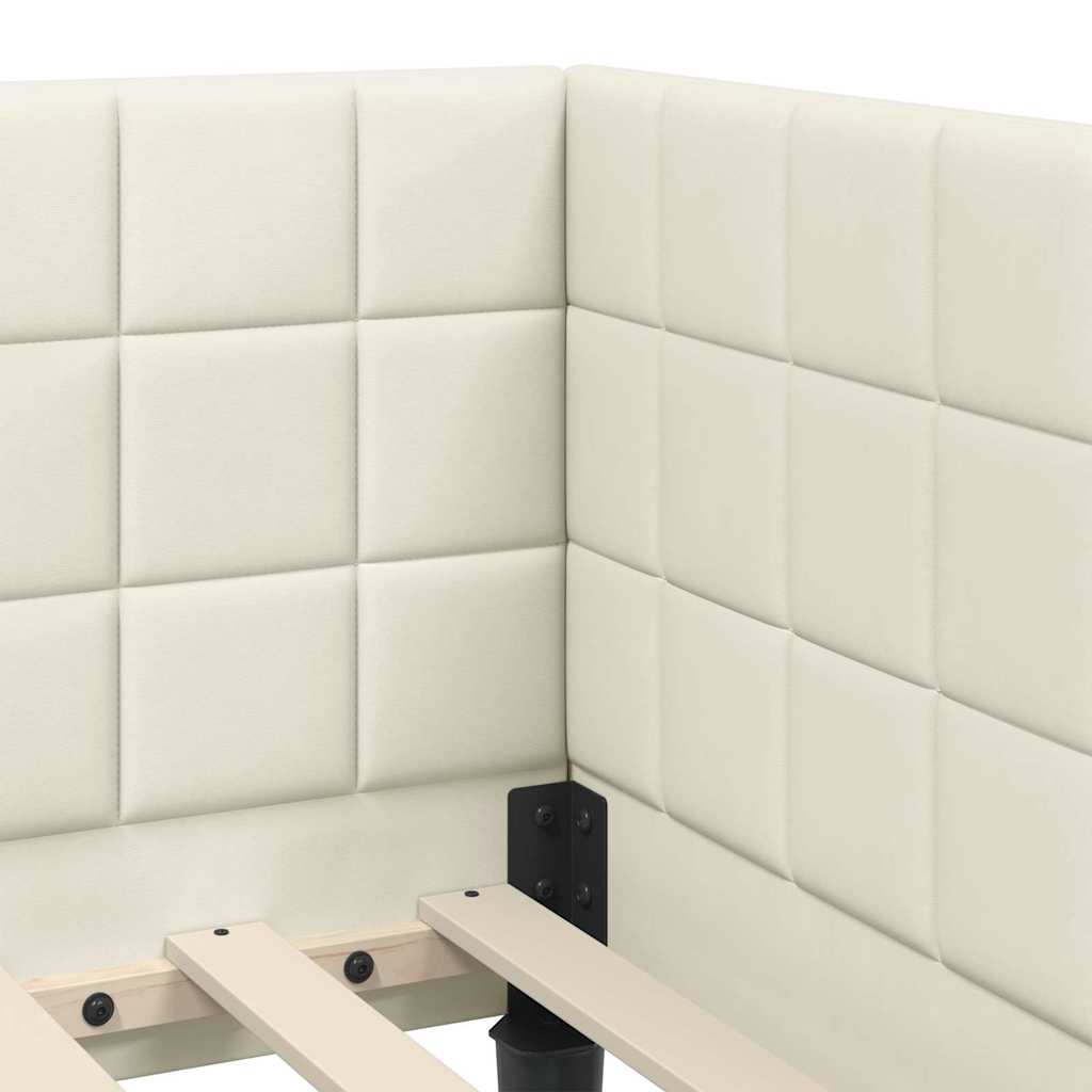 Sarokágy keret fejtámlával Krém 100 x 200 cm Bársony