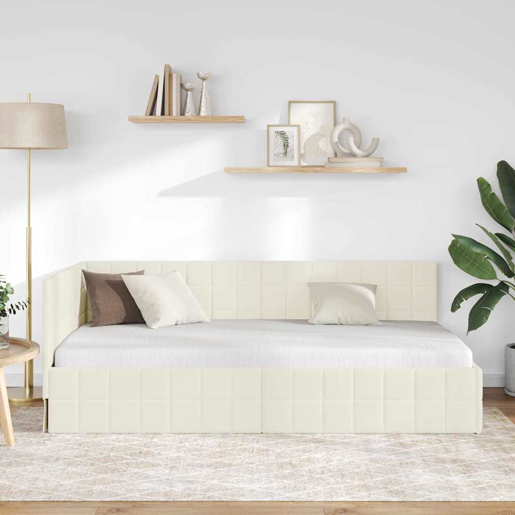 Sarokágy keret fejtámlával Krém 100 x 200 cm Bársony