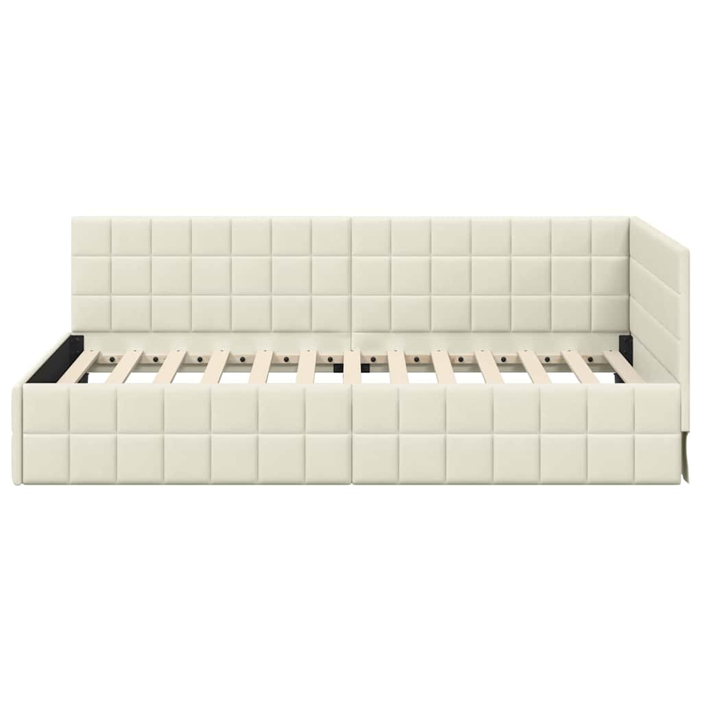 Sarokágy keret fejtámlával Krém 100 x 200 cm Bársony