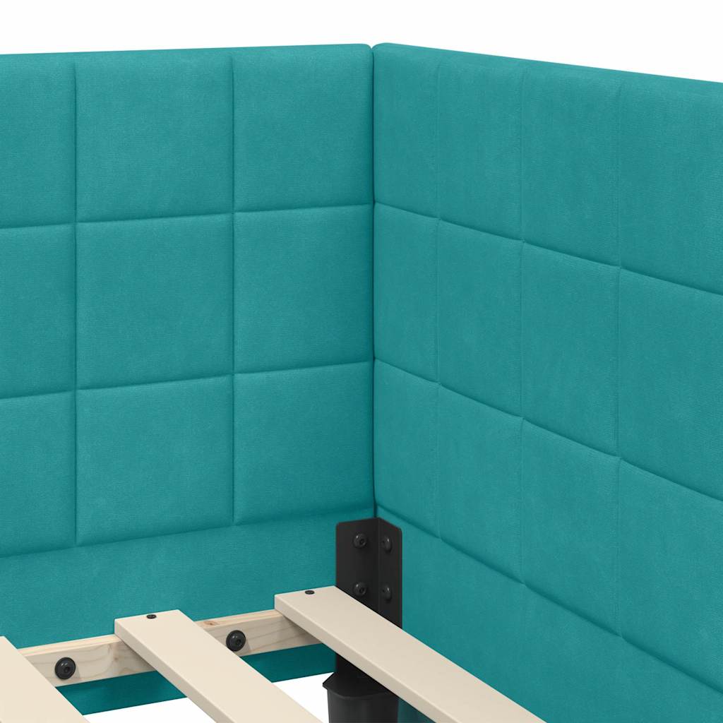 Sarokágy keret fejtámlával Türkiz 100 x 200 cm Bársony