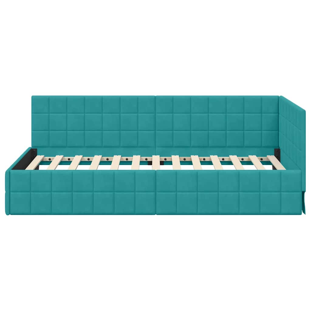 Sarokágy keret fejtámlával Türkiz 100 x 200 cm Bársony