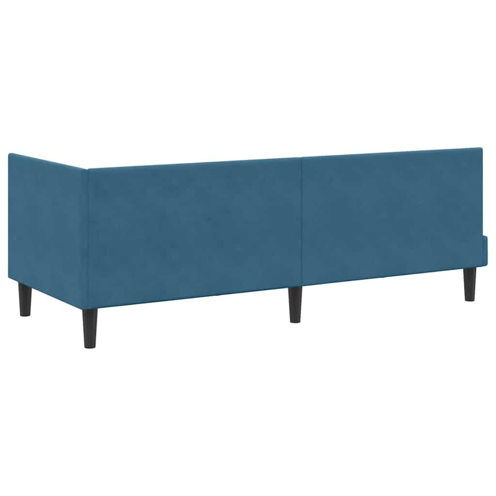 Sarokágy keret fejtámlával Kék 80 x 200 cm Bársony