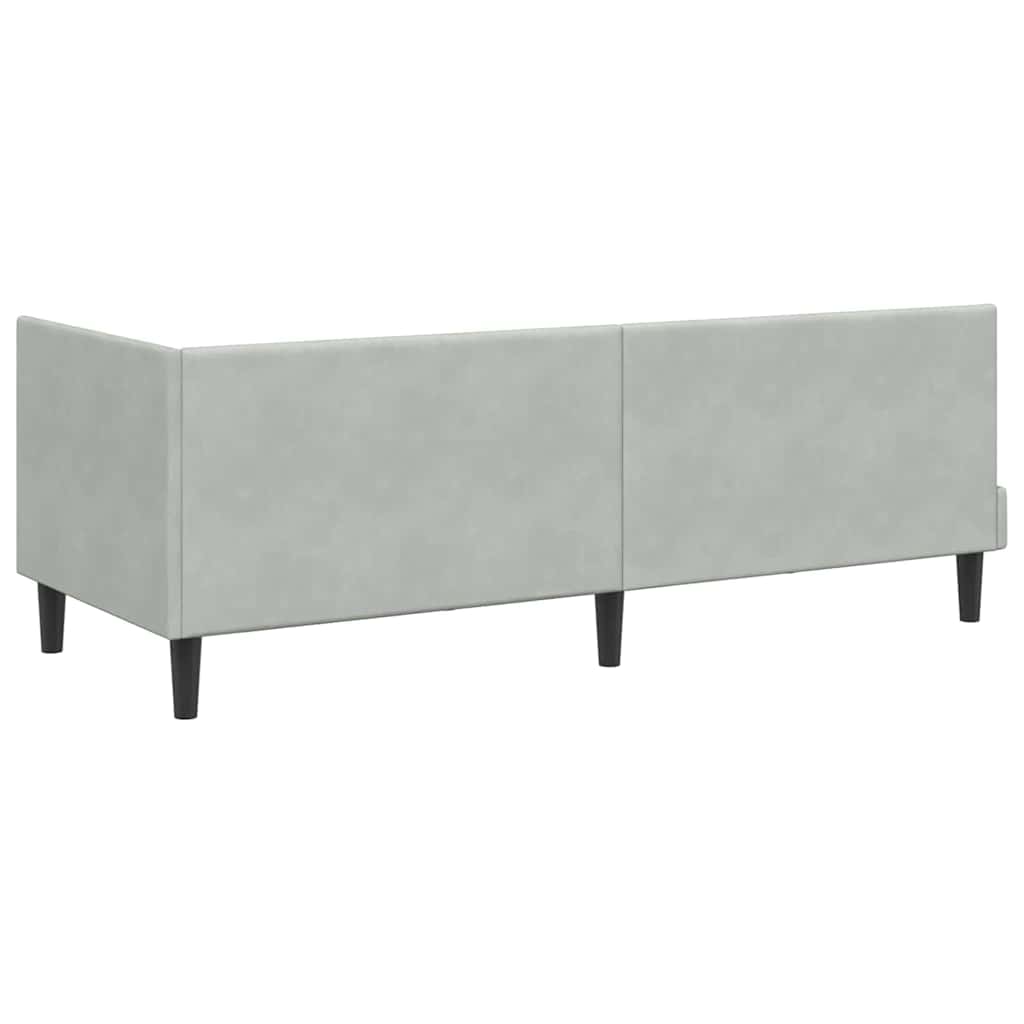 Sarokágy keret fejtámlával Világosszürke 80 x 200 cm Bársony