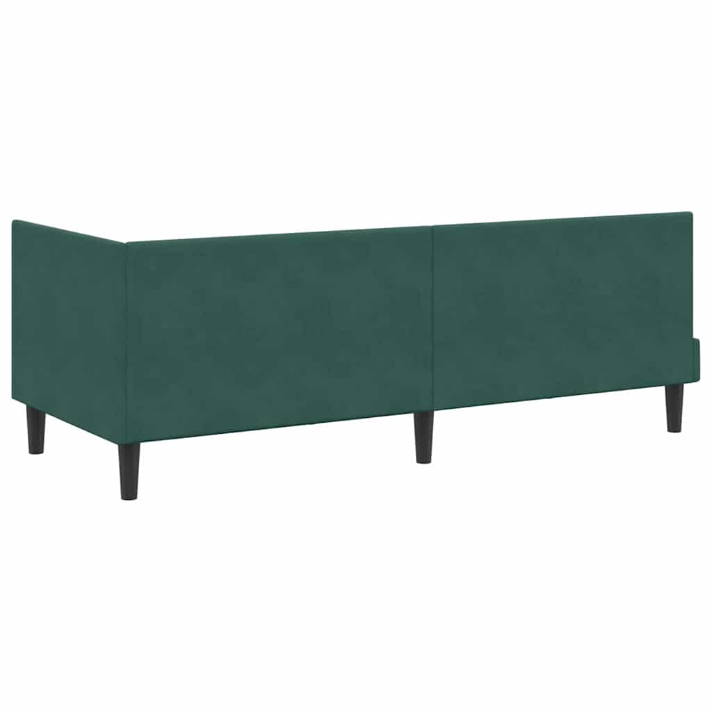 Sarokágy keret fejtámlával Sötétzöld 80 x 200 cm Bársony