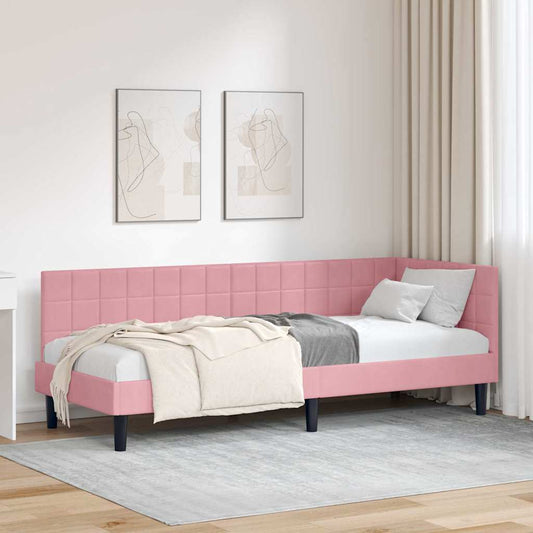 Sarokágy keret fejtámlával Rózsaszín 80 x 200 cm Bársony