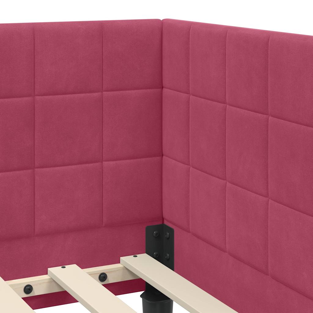 Sarokágy keret fejtámlával bordó 80 x 200 cm Bársony