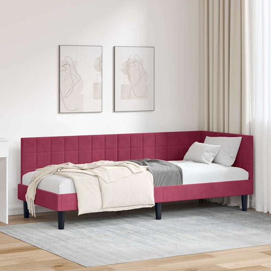 Sarokágy keret fejtámlával bordó 80 x 200 cm Bársony