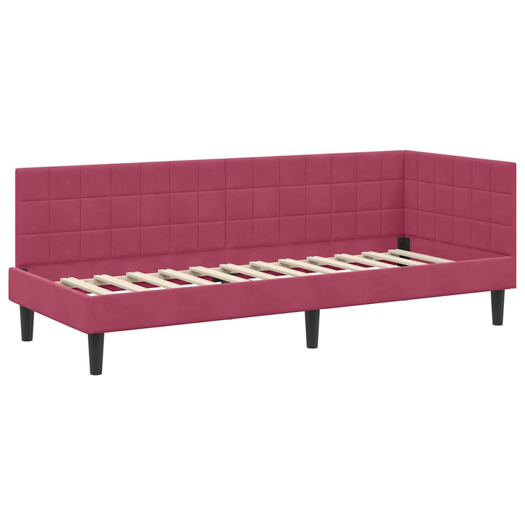 Sarokágy keret fejtámlával bordó 80 x 200 cm Bársony