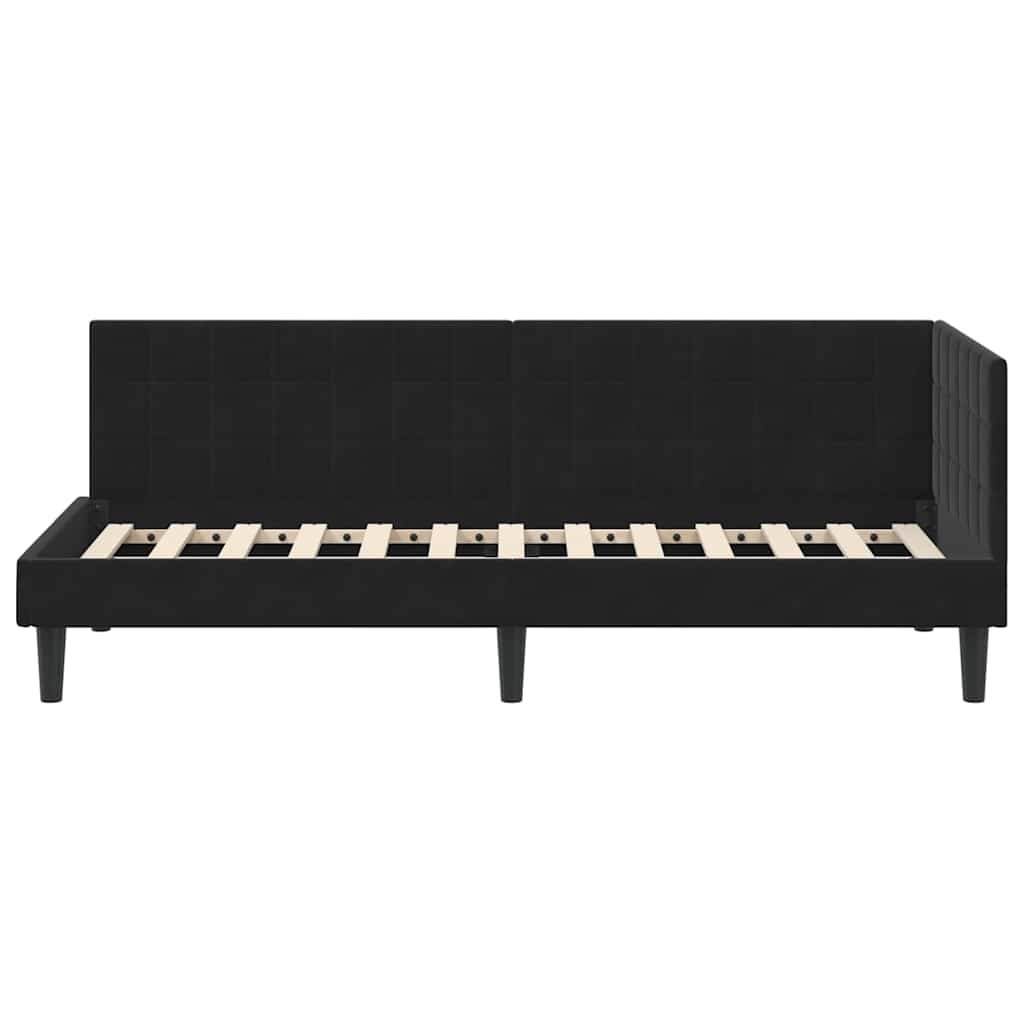 Sarokágy keret fejtámlával Fekete 80 x 200 cm Bársony