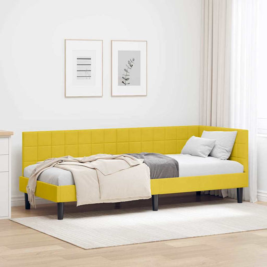 Sarokágy keret fejtámlával Sárga 80 x 200 cm Bársony