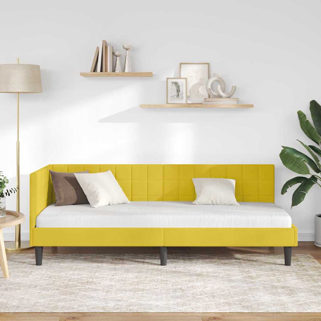Sarokágy keret fejtámlával Sárga 80 x 200 cm Bársony