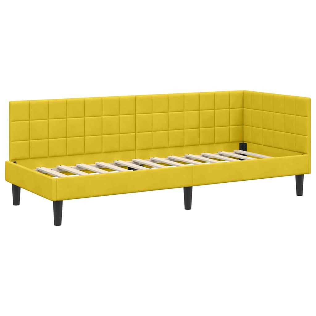 Sarokágy keret fejtámlával Sárga 80 x 200 cm Bársony