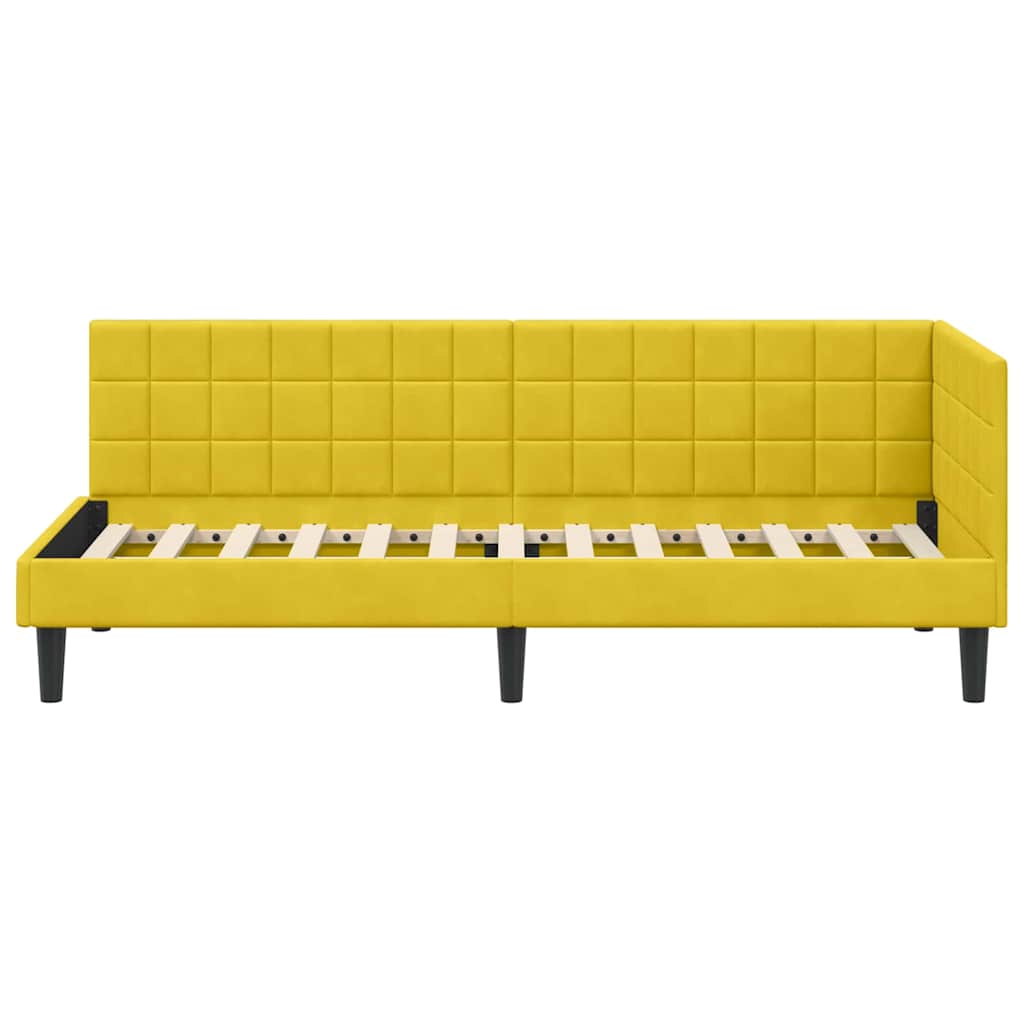 Sarokágy keret fejtámlával Sárga 80 x 200 cm Bársony