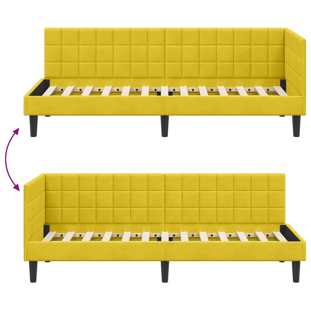 Sarokágy keret fejtámlával Sárga 80 x 200 cm Bársony