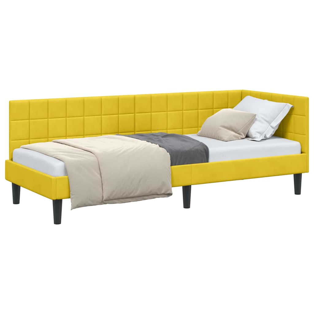 Sarokágy keret fejtámlával Sárga 80 x 200 cm Bársony