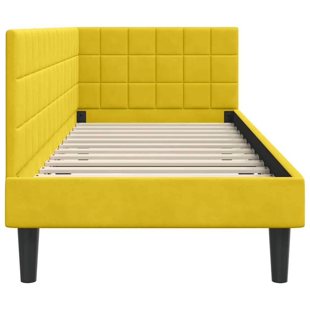Sarokágy keret fejtámlával Sárga 80 x 200 cm Bársony