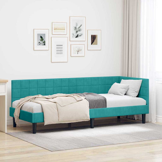 Sarokágy keret fejtámlával Türkiz 80 x 200 cm Bársony