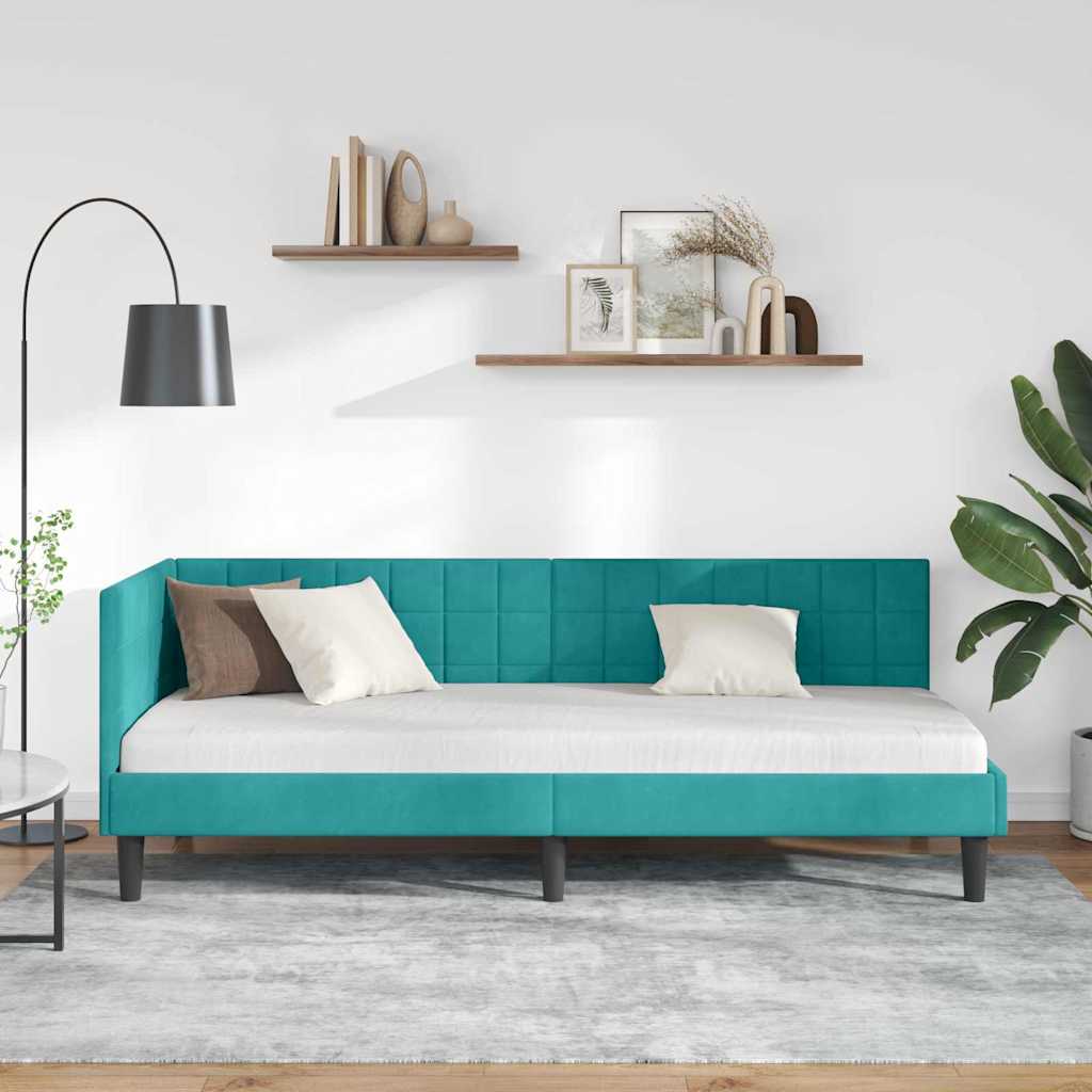 Sarokágy keret fejtámlával Türkiz 80 x 200 cm Bársony