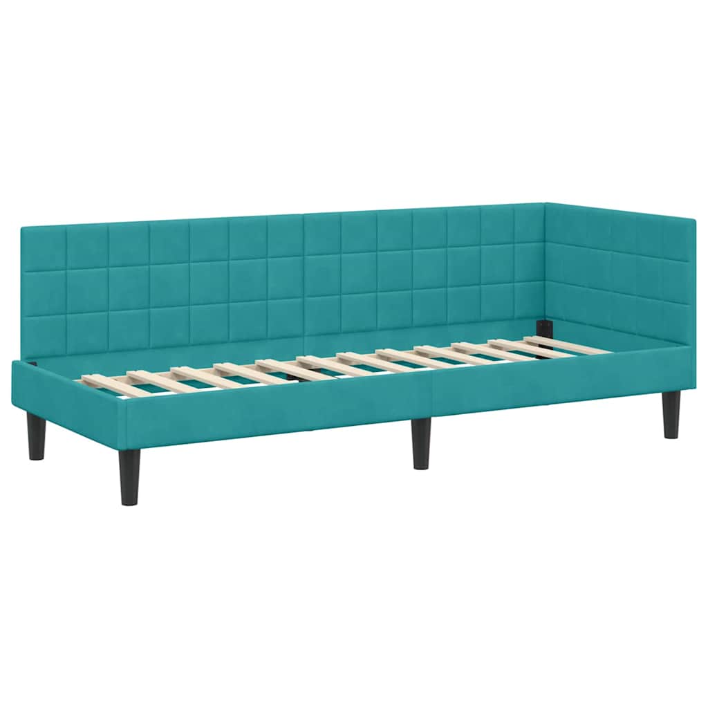 Sarokágy keret fejtámlával Türkiz 80 x 200 cm Bársony