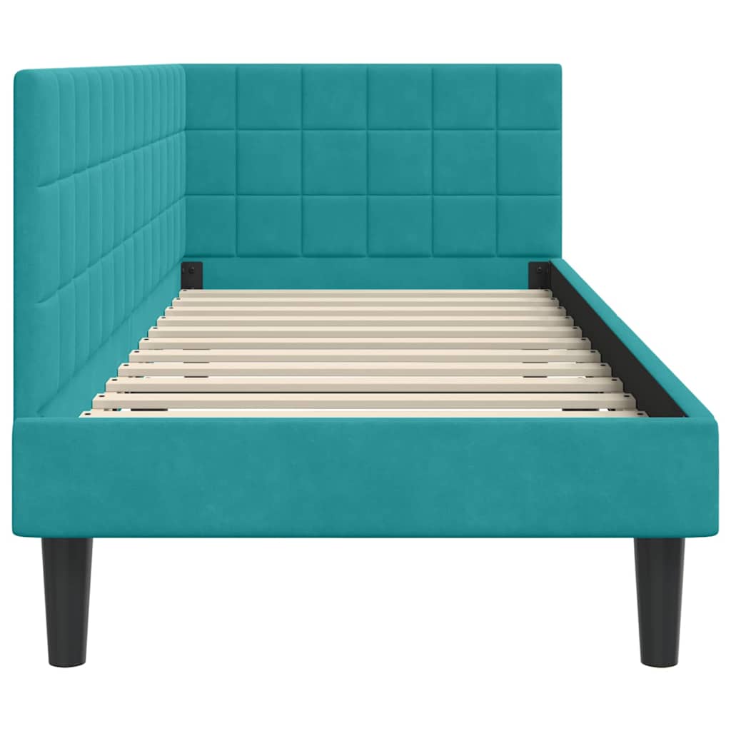 Sarokágy keret fejtámlával Türkiz 80 x 200 cm Bársony