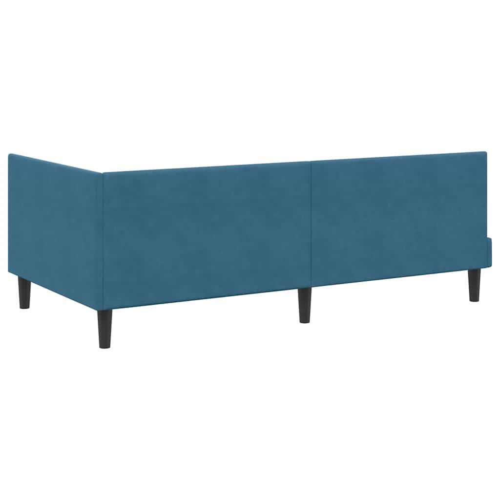 Sarokágy keret fejtámlával Kék 90 x 200 cm Bársony