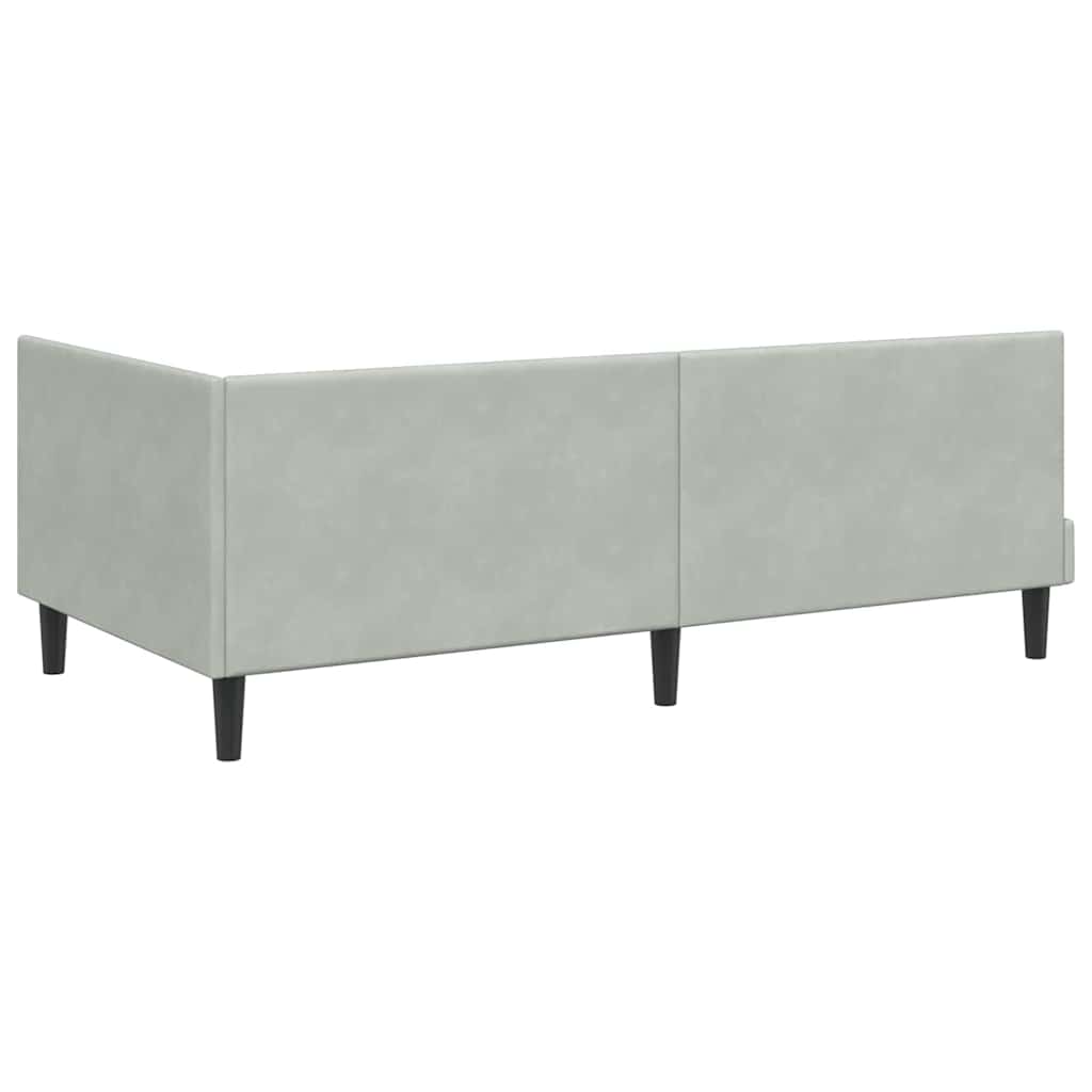 Sarokágy keret fejtámlával Világosszürke 90 x 200 cm Bársony