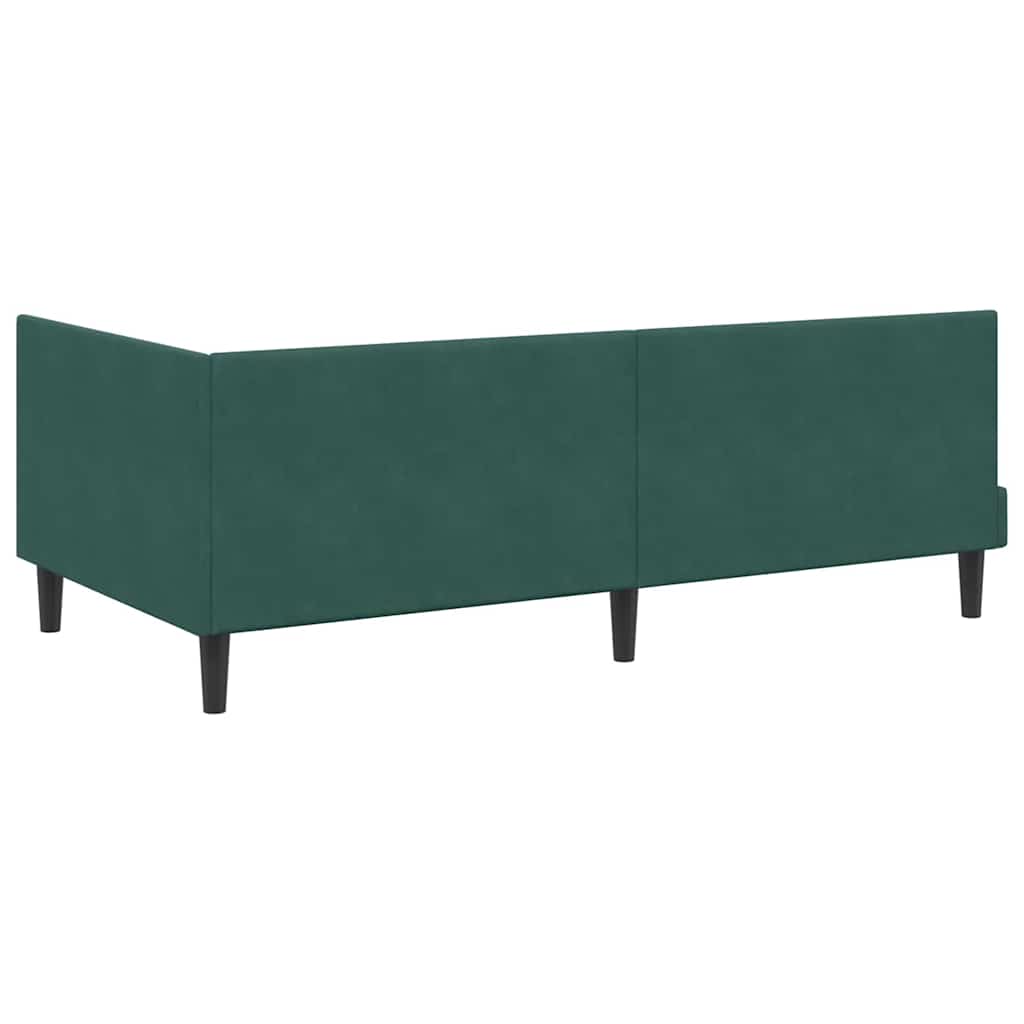 Sarokágy keret fejtámlával Sötétzöld 90 x 200 cm Bársony