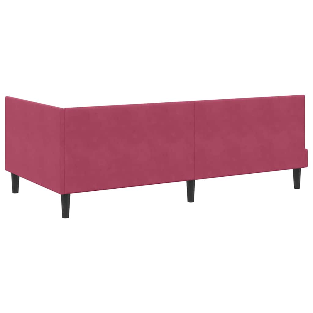 Sarokágy keret fejtámlával bordó 90 x 200 cm Bársony